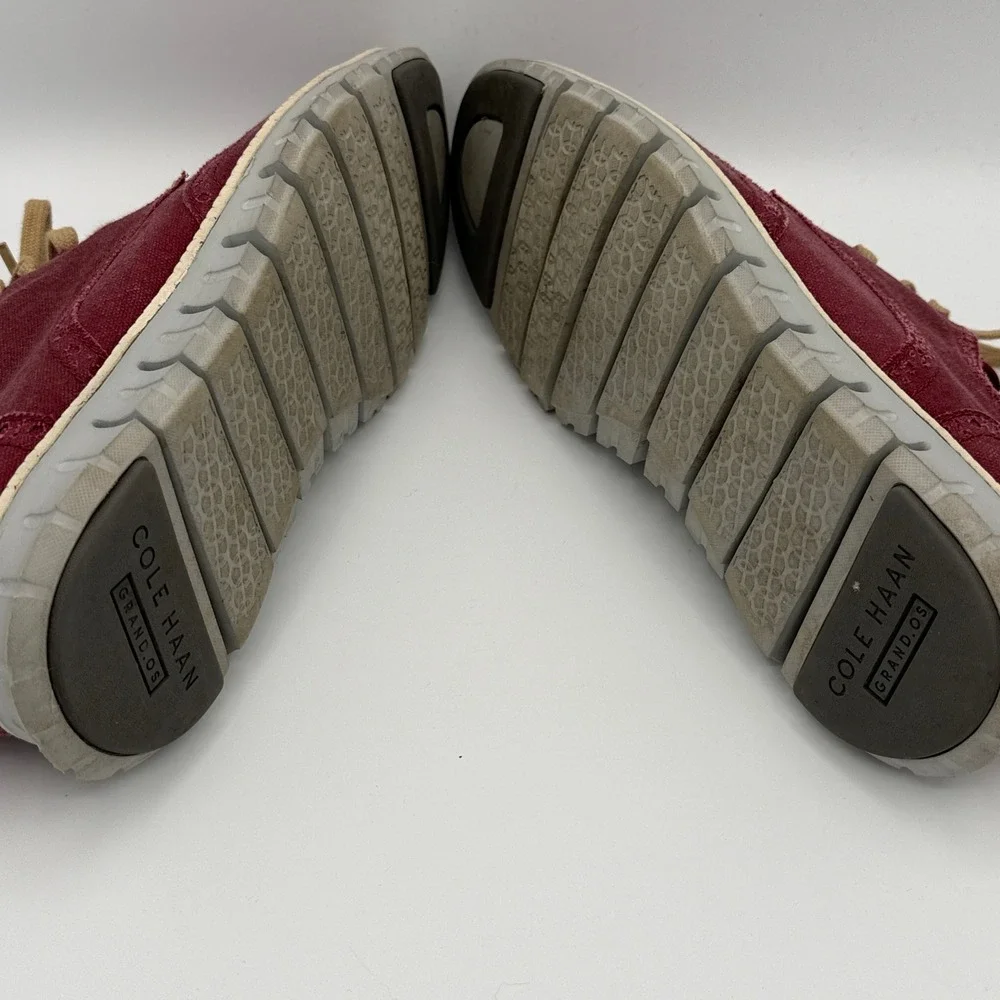 Cole Haan Zerogrand Wingtip Oxford Mens 8.5 Burgundy Canvas C21089 Grand.OS